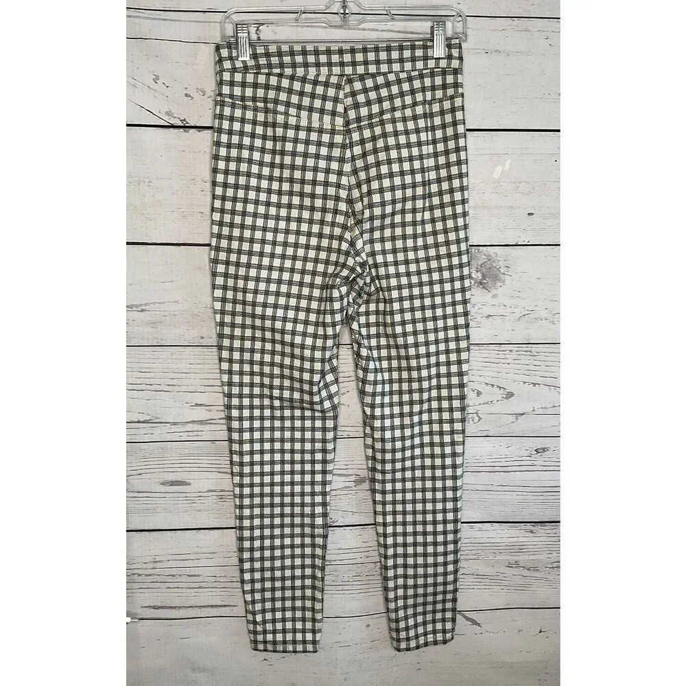 Free People Pants Womens 27 Orange Plaid High Waisted Trouser‎ Tapered Leg 28x27